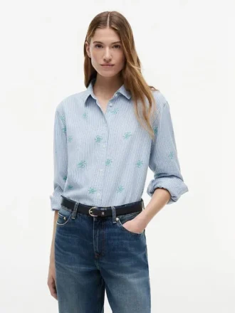 Camicia in misto lino con monogramma su tutta la superficie Camicia in misto lino con monogramma su tutta la superficie