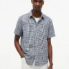Camicia in misto lino con motivo Glen Plaid, vestibilità regolare Camicia in misto lino con motivo Glen Plaid, vestibilità regolare