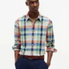 Camicia in misto lino Madras dalla vestibilità regolare