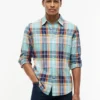 Camicia in misto lino Madras dalla vestibilità regolare Camicia in misto lino Madras dalla vestibilità regolare
