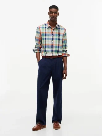 Camicia in misto lino Madras dalla vestibilità regolare