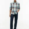 Camicia in misto lino Madras dalla vestibilità regolare Camicia in misto lino Madras dalla vestibilità regolare
