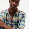 Camicia in misto lino Madras dalla vestibilità regolare