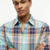 Camicia in misto lino Madras dalla vestibilità regolare Camicia in misto lino Madras dalla vestibilità regolare