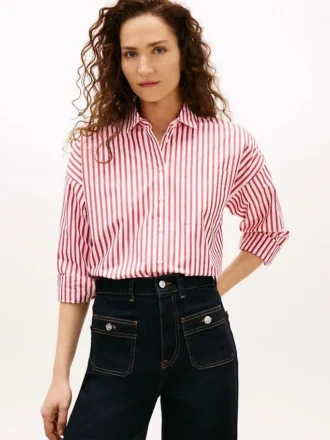 Camicia in popeline a righe dal taglio morbido