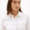 Camicia in popeline con bottoni dorati e vestibilità comoda Camicia in popeline con bottoni dorati e vestibilità comoda