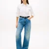 Camicia in popeline con bottoni dorati e vestibilità comoda Camicia in popeline con bottoni dorati e vestibilità comoda