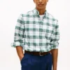 Camicia in tessuto Oxford elasticizzato a quadri, vestibilità regolare Camicia in tessuto Oxford elasticizzato a quadri, vestibilità regolare