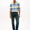 Camicia in tessuto Oxford elasticizzato a quadri, vestibilità regolare Camicia in tessuto Oxford elasticizzato a quadri, vestibilità regolare