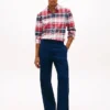 Camicia in tessuto Oxford elasticizzato a quadri, vestibilità regolare Camicia in tessuto Oxford elasticizzato a quadri, vestibilità regolare