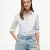 Camicia in tessuto Oxford elasticizzato a righe miste Camicia in tessuto Oxford elasticizzato a righe miste