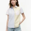 Camicia in tessuto Oxford elasticizzato a righe miste Camicia in tessuto Oxford elasticizzato a righe miste