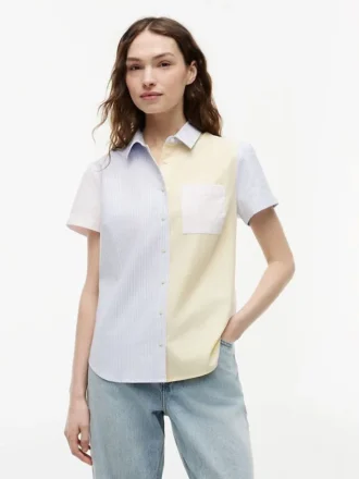 Camicia in tessuto Oxford elasticizzato a righe miste