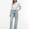 Camicia in tessuto Oxford elasticizzato a righe miste Camicia in tessuto Oxford elasticizzato a righe miste