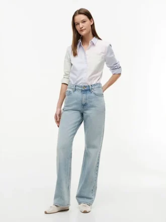 Camicia in tessuto Oxford elasticizzato a righe miste