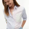 Camicia in tessuto Oxford elasticizzato a righe miste Camicia in tessuto Oxford elasticizzato a righe miste