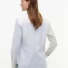 Camicia in tessuto Oxford elasticizzato a righe miste Camicia in tessuto Oxford elasticizzato a righe miste