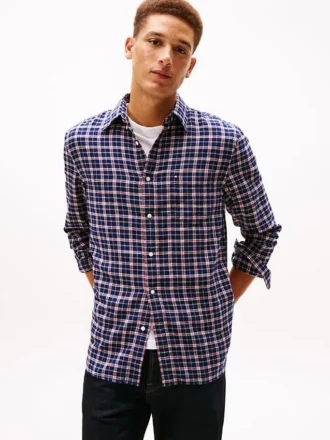 Camicia in twill spazzolato a quadri, vestibilità regolare