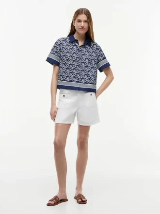 Camicia in voile con monogramma in script su tutta la superficie