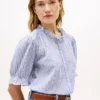 Camicia in voile di cotone con bordi arricciati Camicia in voile di cotone con bordi arricciati