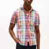 Camicia Madras in misto lino, vestibilità regolare