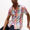 Camicia Madras in misto lino, vestibilità regolare