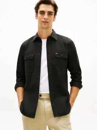 Camicia oversize in twill spazzolato, vestibilità regolare