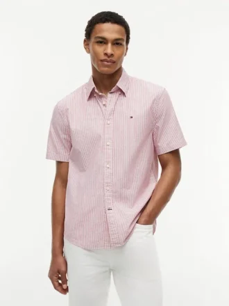 Camicia Oxford a righe a maniche corte