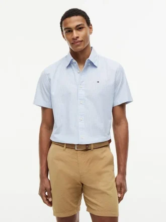 Camicia Oxford a righe a maniche corte