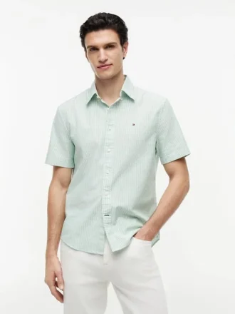 Camicia Oxford a righe a maniche corte