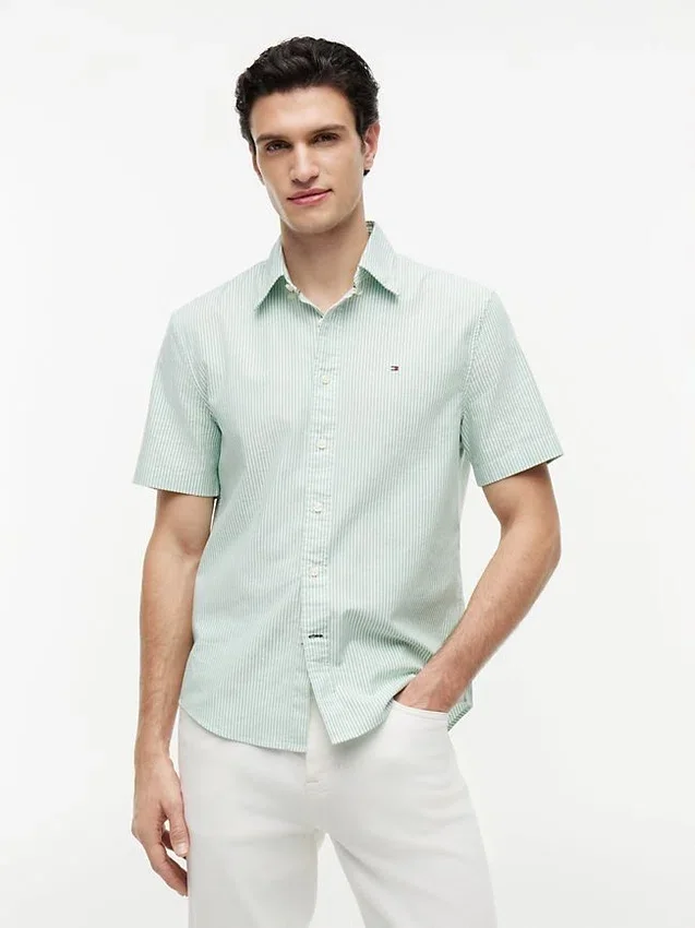 Camicia Oxford a righe a maniche corte Camicia Oxford a righe a maniche corte