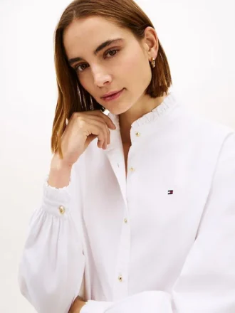 Camicia Oxford corta con bordi arricciati