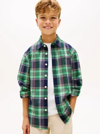Camicia Oxford elasticizzata a quadri per bambini