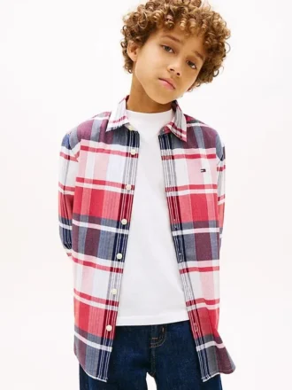 Camicia Oxford elasticizzata a quadri per bambini