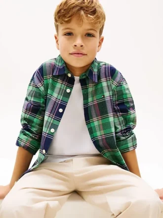 Camicia Oxford elasticizzata a quadri per bambini