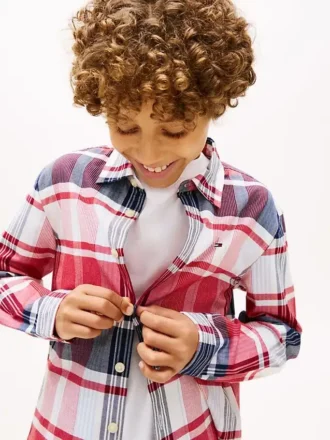 Camicia Oxford elasticizzata a quadri per bambini
