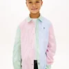 Camicia Oxford elasticizzata a righe miste per bambini