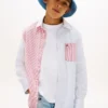 Camicia Oxford elasticizzata a righe miste per bambini Camicia Oxford elasticizzata a righe miste per bambini