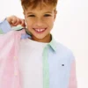 Camicia Oxford elasticizzata a righe miste per bambini