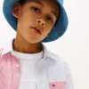Camicia Oxford elasticizzata a righe miste per bambini Camicia Oxford elasticizzata a righe miste per bambini