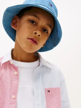 Camicia Oxford elasticizzata a righe miste per bambini