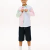 Camicia Oxford elasticizzata a righe miste per bambini