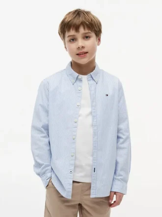 Camicia Oxford elasticizzata a righe per bambini