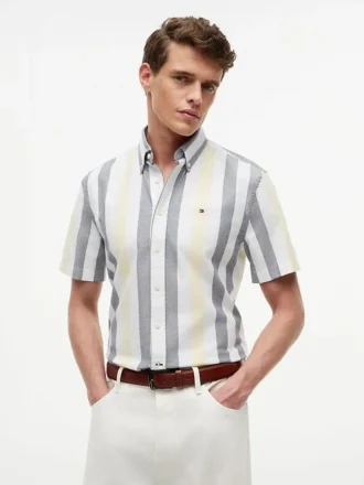 Camicia Oxford elasticizzata a righe Regular Fit