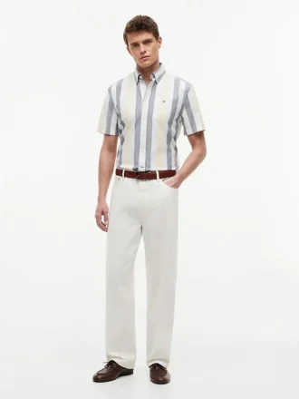 Camicia Oxford elasticizzata a righe Regular Fit