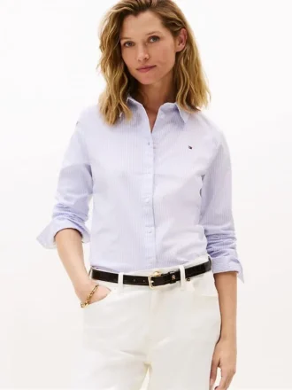 Camicia Oxford elasticizzata a righe, vestibilità regolare