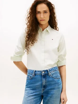Camicia Oxford elasticizzata a righe, vestibilità regolare