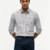 Camicia Oxford elasticizzata a righe, vestibilità regolare Camicia Oxford elasticizzata a righe, vestibilità regolare