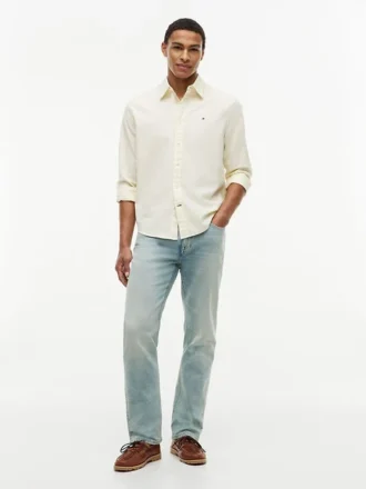 Camicia Oxford elasticizzata a righe, vestibilità regolare