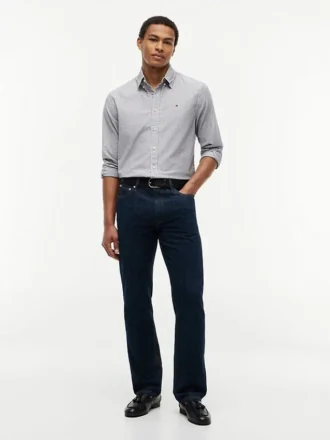Camicia Oxford elasticizzata a righe, vestibilità regolare